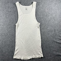 Alfani Ribbed Tank Top Large White Solid Cotton Slim Fit A-Shirt Undershirt