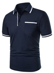 Camiseta Con Cuello Levantado Cremallera Para Hombre Camisa De Manga Corta Men