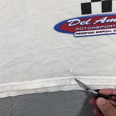 del amo motorsports redondo beach CA t shirt mens M white fair condition