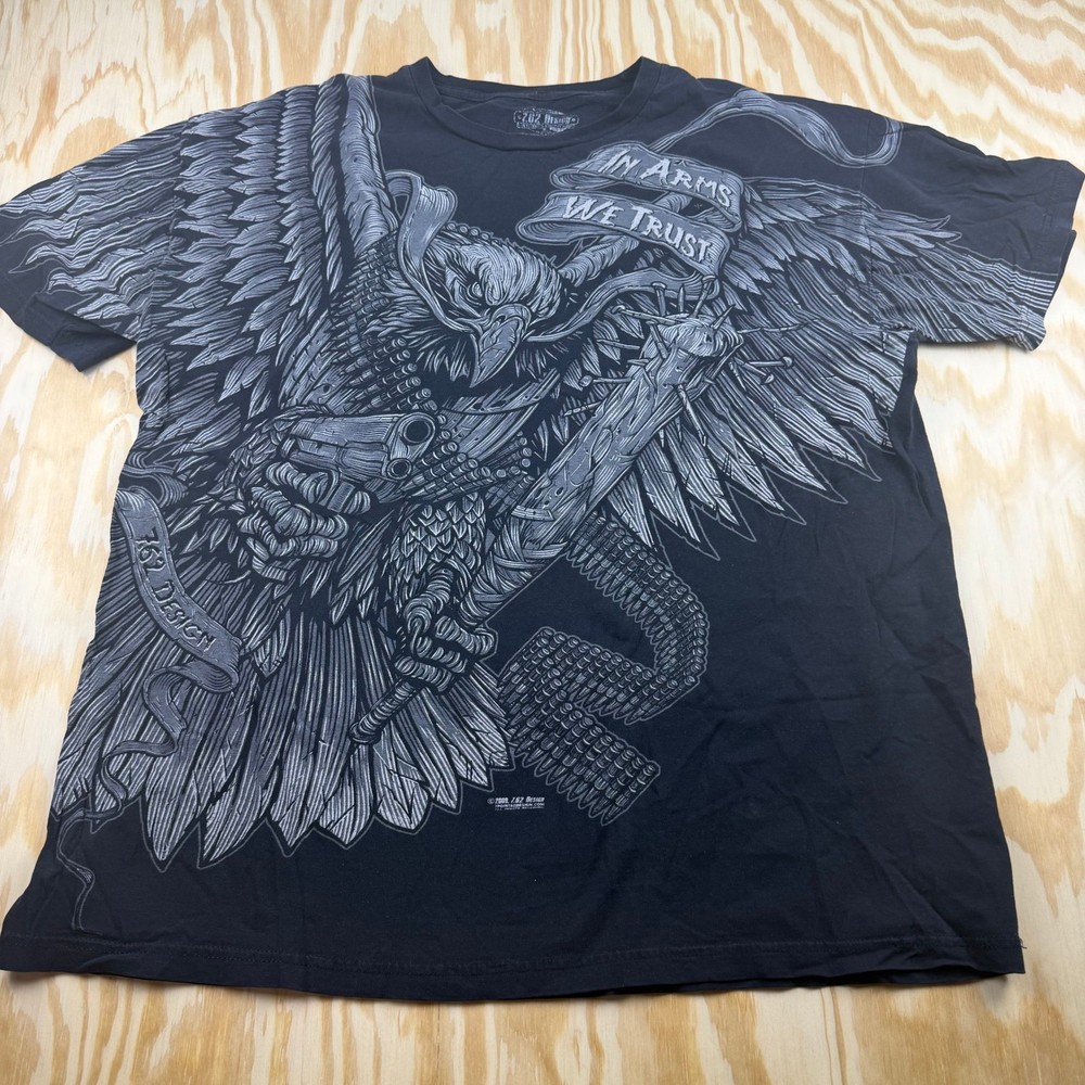 7.62 Design In Arms We Trust Eagle Graphic Tee Mens XL Black 2009 Y2K Shirt