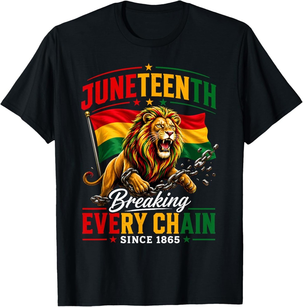 Men Juneteenth Shirt Lion Breaking Every Chain Since 1865 T-Shirt