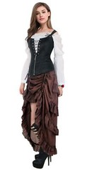 Women’s Steampunk Gothic High Low Cyberpunk Skirt Vintage Party Outfit