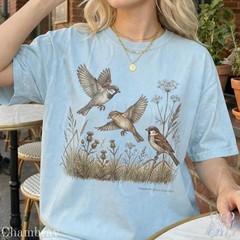 Vintage Retro Sparrow Bird Wildlife Nature Comfort Tee