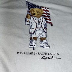 Polo Ralph Lauren Men’s Size Large White T-Shirt Polo Bear American Flag Cricket