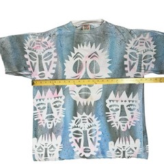 Vintage Kichaka Kenya Tribal Mask All Over Print T Shirt Single Stitch XL