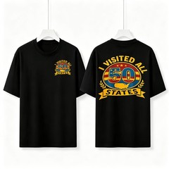 Unisex 2-Sided I Visited All 50 States Vintage Map Tee Graphic Road Trip T-Shirt