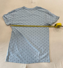 Blue Express Pattern V-Neck Short Sleeve T-shirt Size S