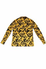 Versace Informal Shirt Twill Poly Baroque Black And Gold 50IT(US L)$1750 Retail
