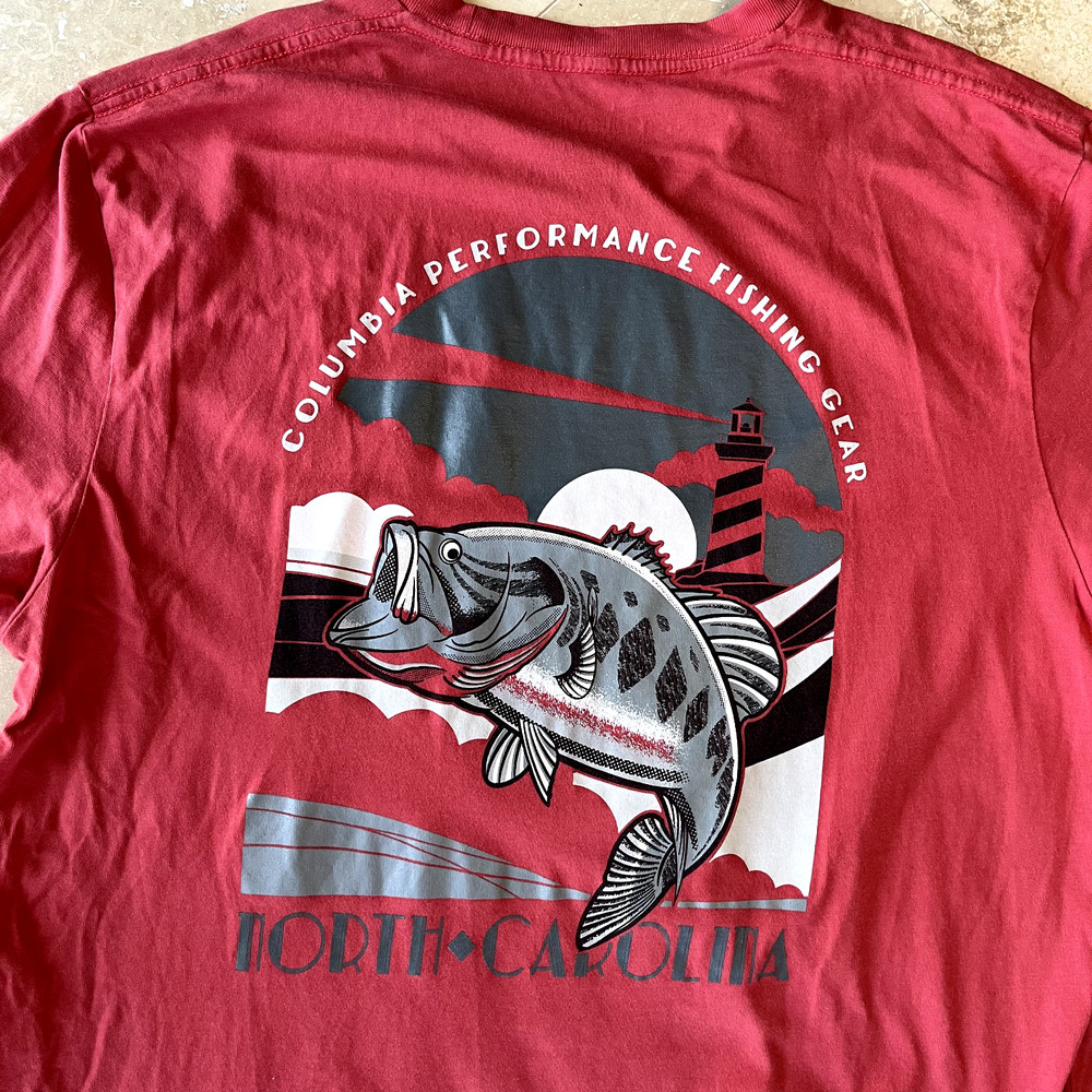 Columbia PFG Mens Shirt Large Red North Carolina Cotton Fishing Outdoor