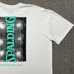 Spalding Basketball T Shirt White Teal Double Sided Relaxed Fit Mens XL Sports