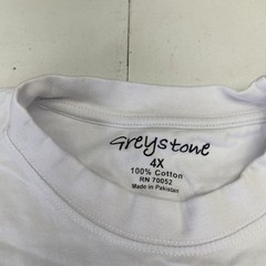 Greystone 100% Cotton Basic White Short Sleeve T Shirt Mens Size 4X Defects
