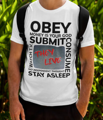 They Live OBEY T-Shirt John Carpenter Movie Quote Retro Indoctrination Gift Tee