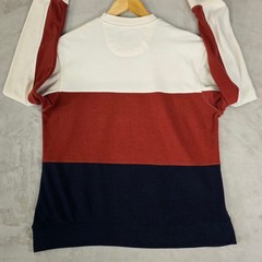 Mens Large Retro Colorblock Crewneck Top Rust White Blue L NWOT