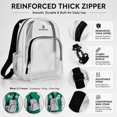 Clear TPU Crossbody Sling Bag for Stadium Events, Waterproof Transparent Ches…