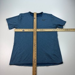 Nike Breathe Shirt Mens Medium Blue Crew Neck Lightweight Stretch Training Logo