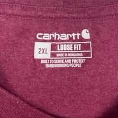 Carhartt K87 Pocket T-Shirt Mens 2XL Loose Fit Burgundy Heavyweight Tee