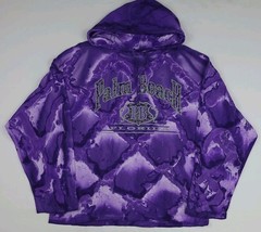 Vintage 90s Palm Beach Florida Purple Tie Dye Hoodie T Shirt USA Made Too Cool