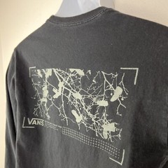 Vans Long Sleeve Shirt Men Small Black Classic Fit Solid Graphic Tee Skateboard