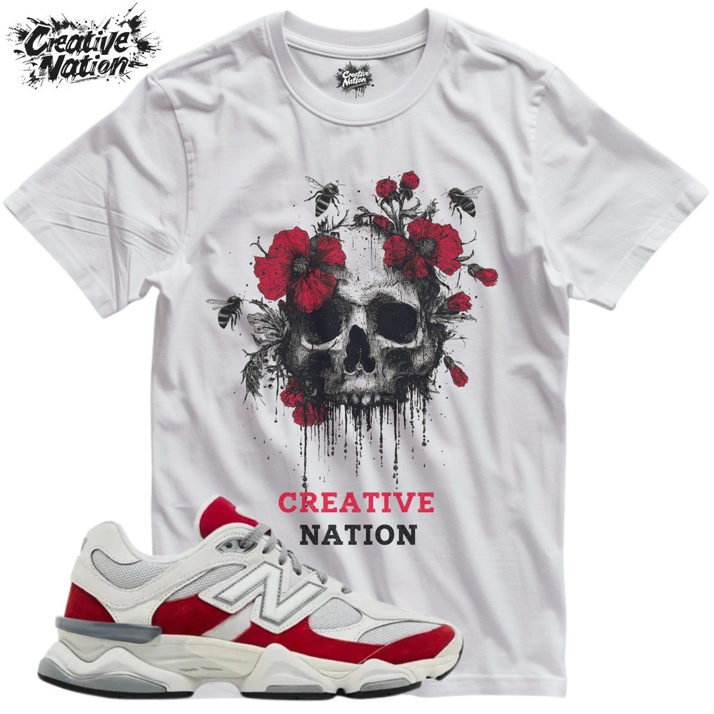 Shirt To Match New Balance 9060 White Red Unisex Tee Sneaker Shirt Skull Shirt