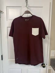 BYLT T-Shirt Men’s L Maroon Drop Cut Lux Cotton Blend Short Sleeve Bone Pocket