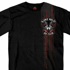 Jumbo Lone Wolf No Club Motorcycle Biker Tattoos Animal USA Mens T Shirt GMD1343
