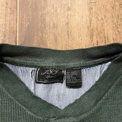 VTG JIT Sport Thermal Mens L Green Polycotton Henley Waffle-Knit Long-Sleeve 90s