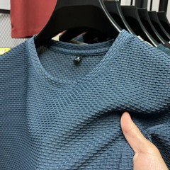 Bamboo Mesh Ice Silk Summer Slim Fit T-Shirt Men’s Short Sleeved Round Neck