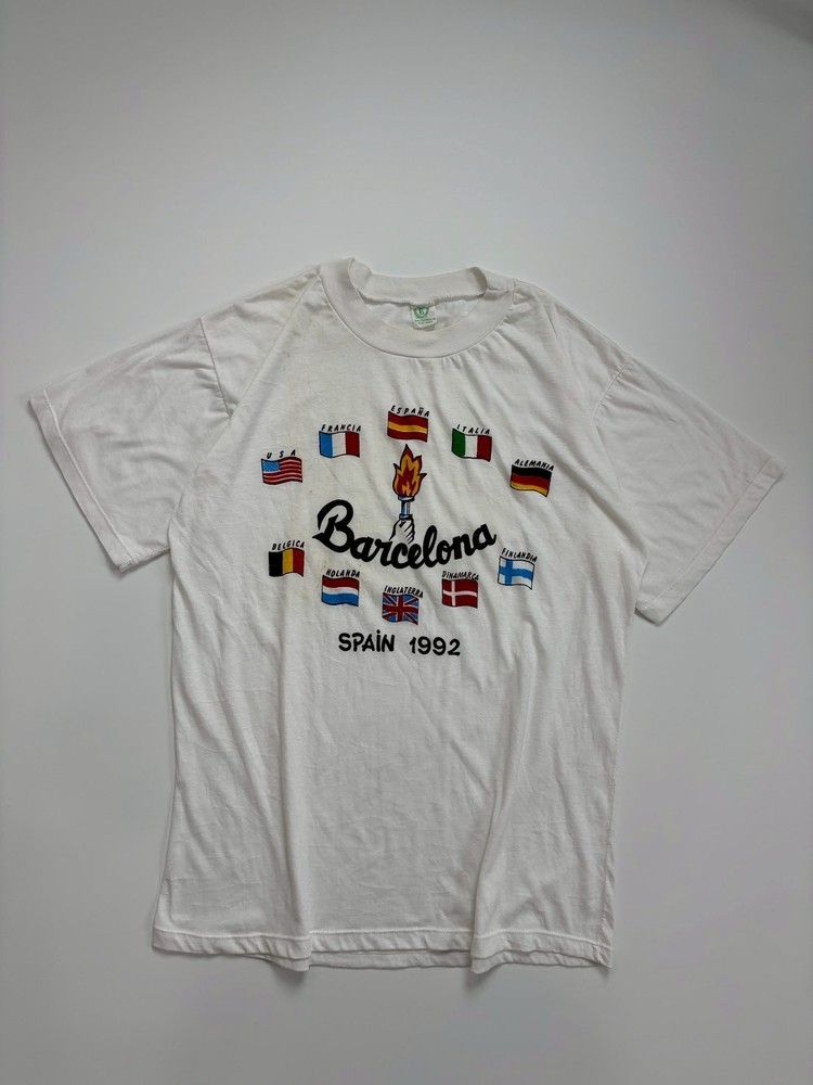 Vintage 1992 Barcelona Spain Olympic Games T-Shirt Single Stitch Graphic Tee L