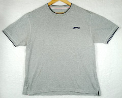 Slazenger T-Shirt Men’s UK Size L Grey Short Sleeve Crew Neck Contrasting Trim