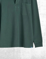 Men’s Seasalt T-shirt Cotton Collared Button Up Rugby Top Cotton Pockets Green