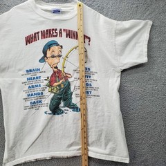 Vintage What Makes A Winner Fishing T Shirt Mens Large Funny Humor Tultex