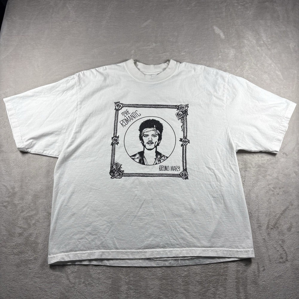 Bruno Mars “The Romantic” Promo Men’s XL White Oversized T-Shirt #7A