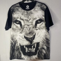 AOP Lion T Shirt Mens Large Hybrid Mesh Blend L Black 21×28