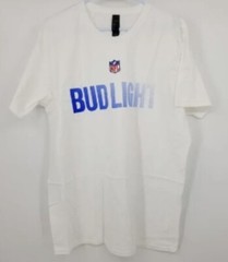 New In Bag NFL Bud Light Graphic White Short Sleeved Shirt Size XL
