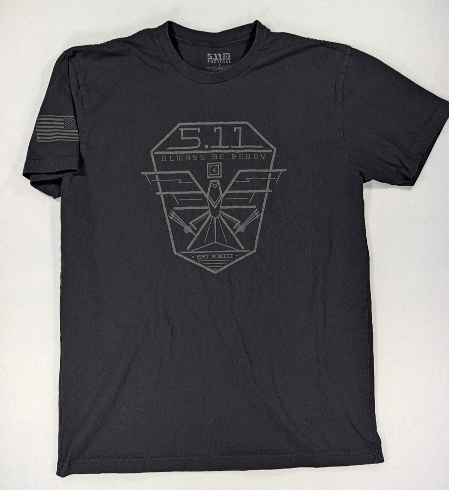 5.11 Tactical T Shirt Mens Large Black Graphic Short Sleeve 100% Cotton