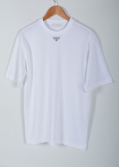 Prada White Triangle Logo T-Shirt Men’s Large Cotton Short Sleeve