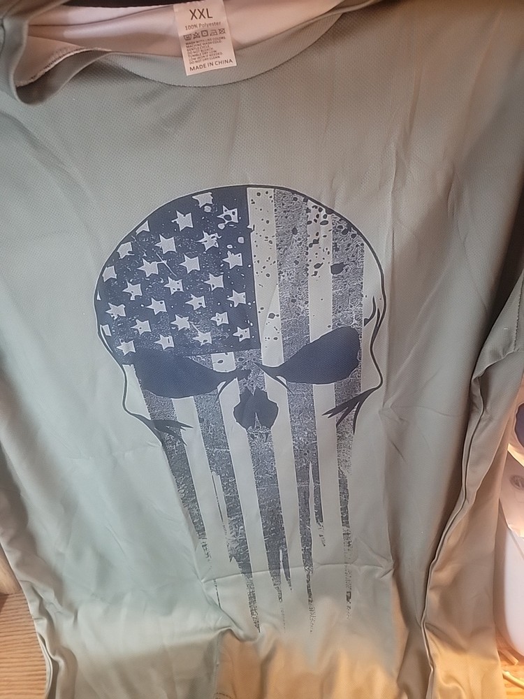 Green Tshirt With American Skull 100 Polyester Xxl
