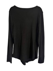 Neutral Waffle Knit Henley Black L Y2K Retro Minimalist Western Preppy Classic
