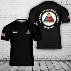 Custom Name US Army 1st Armored Division Old Ironsides Veteran 3D T-Shirt S-5XL