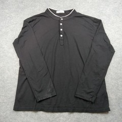 Kuyigo Shirt Mens XL Black Long Sleeve Henley Mandarin Collar Stretch Casual