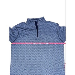 ROWM Mens Blue Pattern Lightweight Quarter 1/4 Zip Long Sleeve Pullover Shirt XL