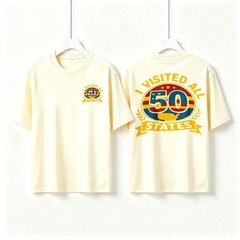 Unisex 2-Sided I Visited All 50 States Vintage Map Tee Graphic Road Trip T-Shirt