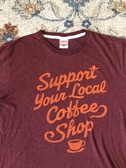 Homage Shirt Mens Large Maroon Support Your Local Coffee Shop Graphic Tee USA