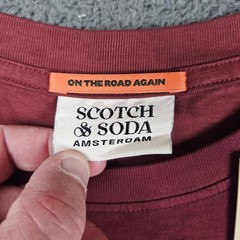 Scotch & Soda Mens Irregular Wash Red Graphic Patch T-Shirt Size M