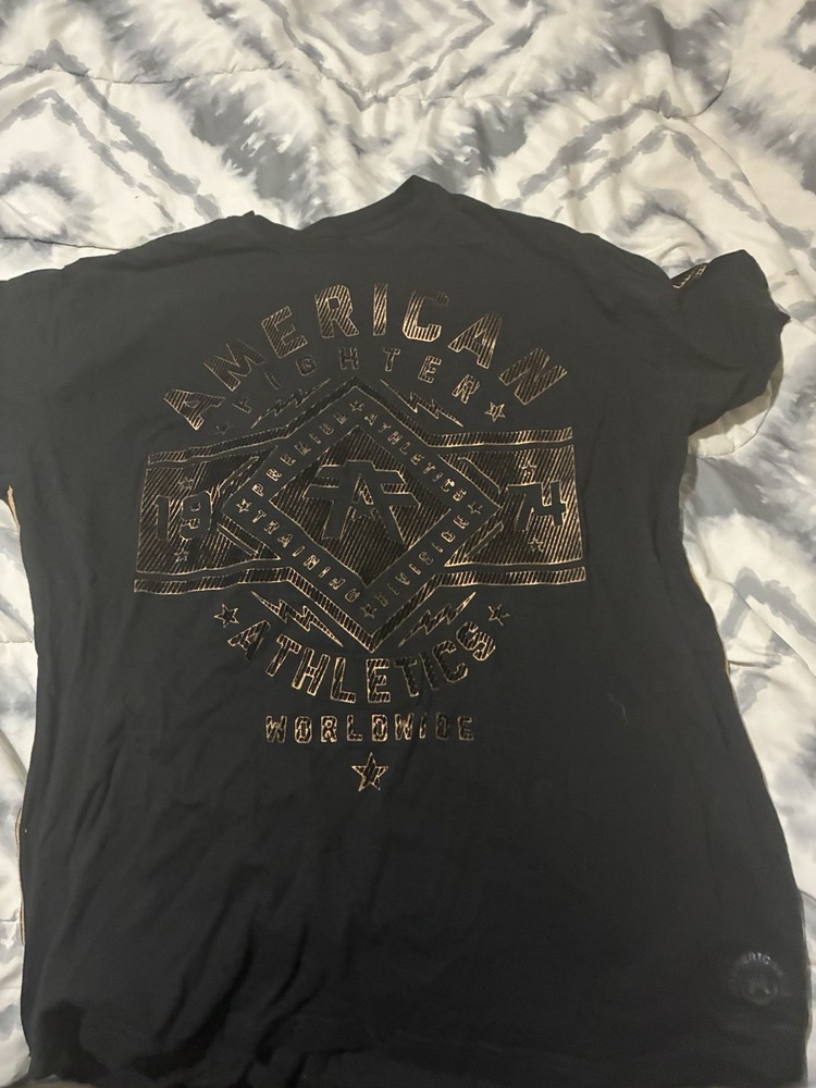 American Fighter Black/Gold Graphic Print Logo Tee Crew Neck 3XL Big & Tall