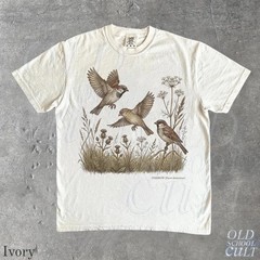 Vintage Retro Sparrow Bird Wildlife Nature Comfort Tee