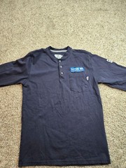 Tyndale Shirt Medium Mens Blue Long Sleeve Henley Flame Resistant FR Workwear