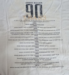 EDDIE BAUER T-SHIRT 90TH ANNIVERSARY XL LIGHT BLUE COTTON