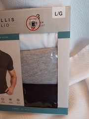 Perry Ellis Portfolio Large 3 Pack Cotton Blend V-Neck T-Shirts White,Gray,Black