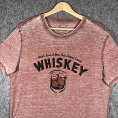 Lucky Brand Venice Burnout T-Shirt Men’s Medium Short Sleeve Red Whiskey Alcohol